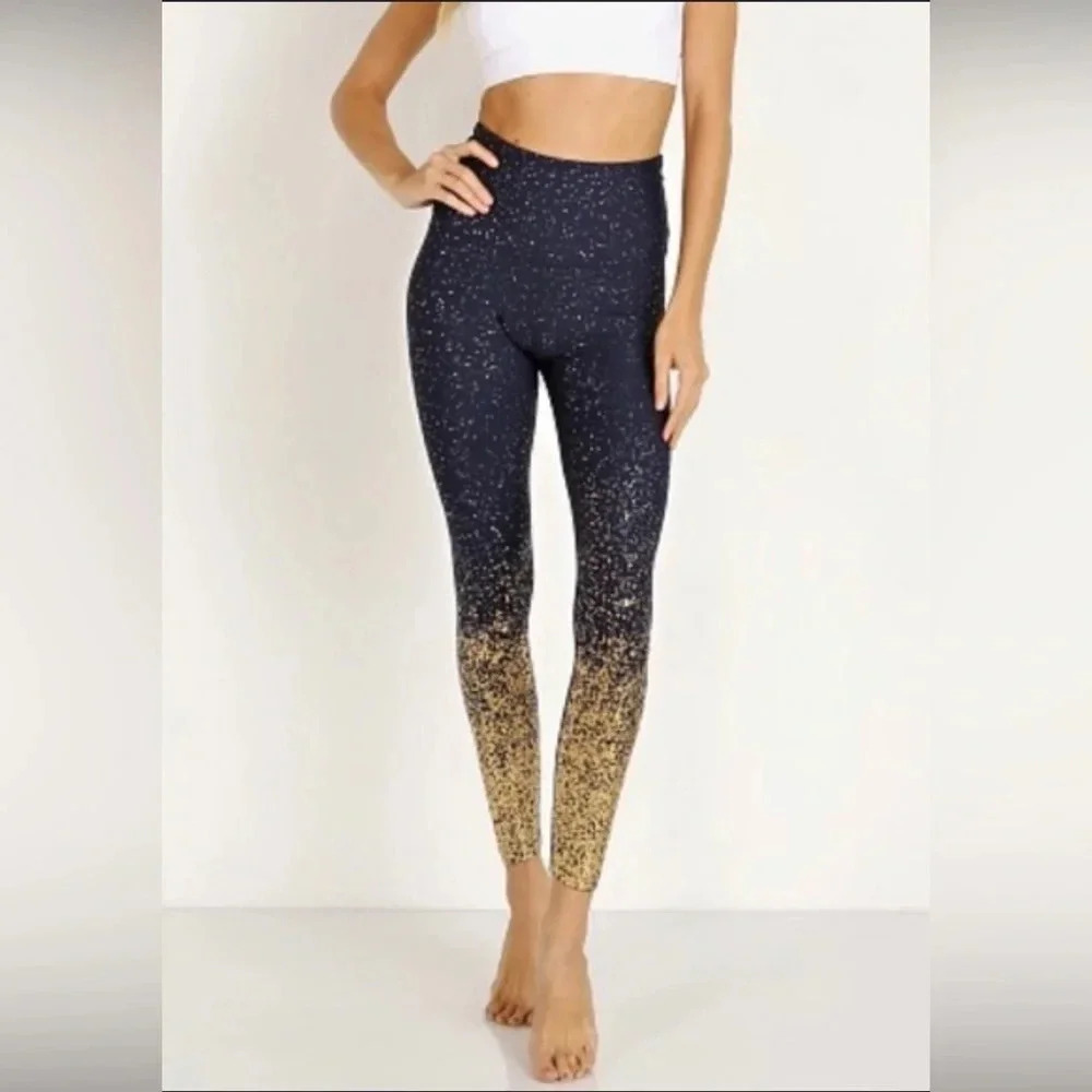 High-Waist Black & Gold Ombre Leggings